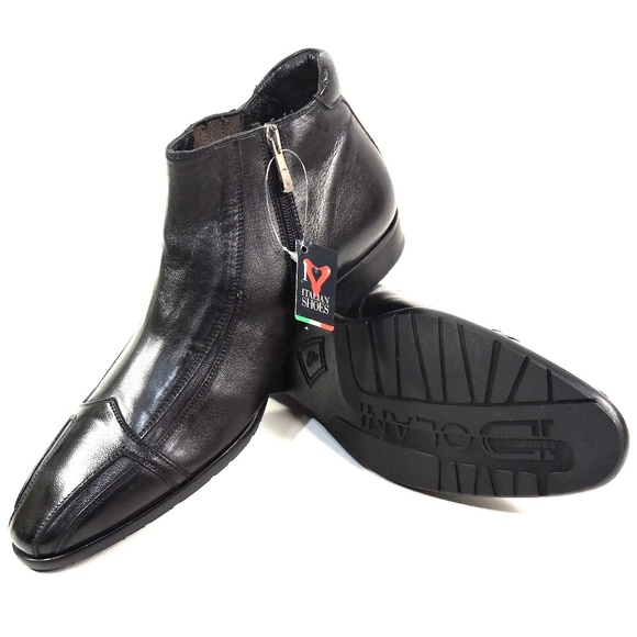 ERNESTO DOLANI 🇮🇹 MEN'S BLACK SOFT LEATHER WINTER ANKLE BOOTIE - Picture 8 of 8